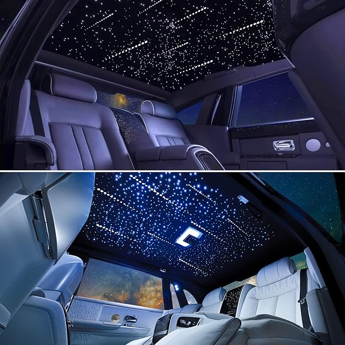 Meteor 16W Starlight Headliner Kit, Star Light Headliner with Bluetooth APP/Remote/Music Mode, Fiber Cable 450pcs of(0.03+0.04+0.06in)*9.8ft+Shooting Star kit for Car Roof&Home Decoration