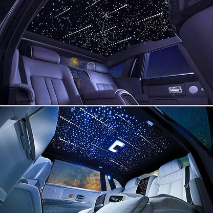 Meteor 16W Starlight Headliner Kit, Star Light Headliner with Bluetooth APP/Remote/Music Mode, Fiber Cable 450pcs of(0.03+0.04+0.06in)*9.8ft+Shooting Star kit for Car Roof&Home Decoration