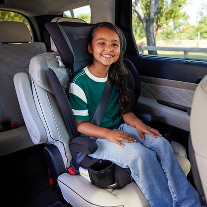Safety 1st Grow and Go 2-in-1 Booster Car Seat with ComfortWings, Converts High-Back to Backless, 19" Wide, Slim Design, Lightweight, Foldable, Easy-Clean, Cup Holders, 40-100 lbs, Crushed Grape