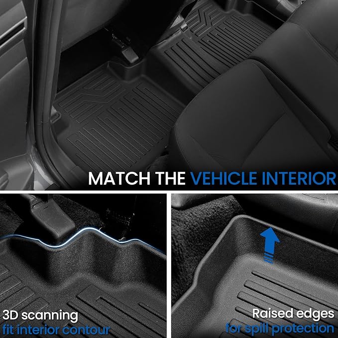 Floor Mats Set for Hyundai Tucson 2022-2025 2026 Hybrid Version (Not fit Gas and PHEV), All Weather TPE Cargo Liner Backrest Mat Trunk Mat Door Sill Guards Accessories