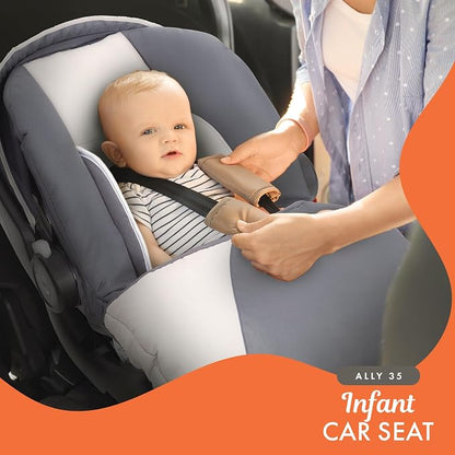 Baby Trend 2-Pack Infant Car Seat & Base with 5-Point Safety Harness, 4-Position Height Adjustment & Push-Button Release, Ally 35, Magnolia - Convertible Travel System & Support for Babies & Toddlers