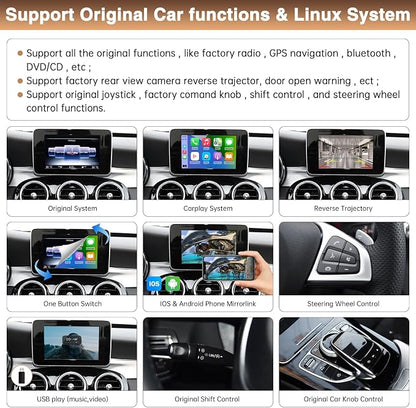 Wireless Carplay Retrofit Kit Decoder for Mercedes-Benz A B C E S V G GLE GLS NTG5.0 System 2015-2018 Support Bluetooth Mirrorlink Siri