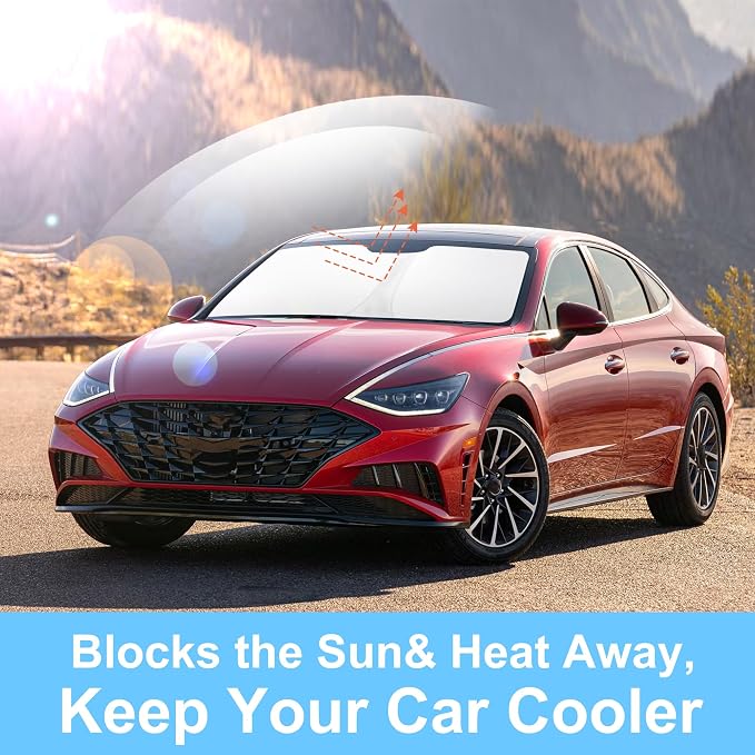 TINGLU Sun Shade for Hyundai Sonata Sedan 2015-2019 Accessories Windshield Sun Shade Window Shade UV Rays Protection Sun Visor Cover with Steering Wheel Sunshade Storage Bag