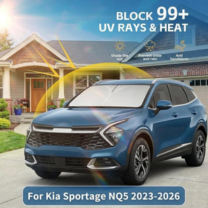 for Kia Sportage NQ5 2023-2026 Windshield Sun Shade, 4-Layer 240T Front Window Visor, Custom Fit Foldable Sun Blocker, UV Protection Car Accessory