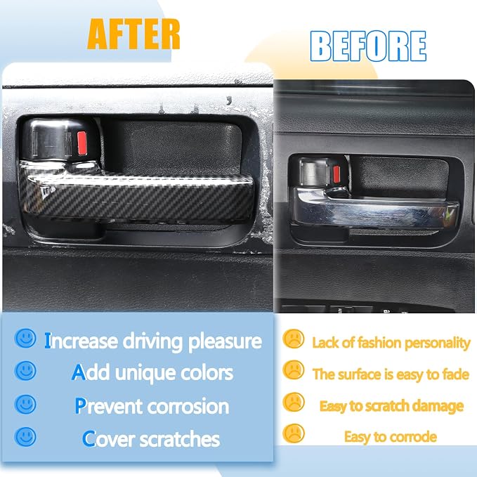 ABS Carbon Style Car Inner Door Handle Decoration Cover Trim Fit for Toyota Tundra/Sequoia 2007-2021 Interior Car Accessories