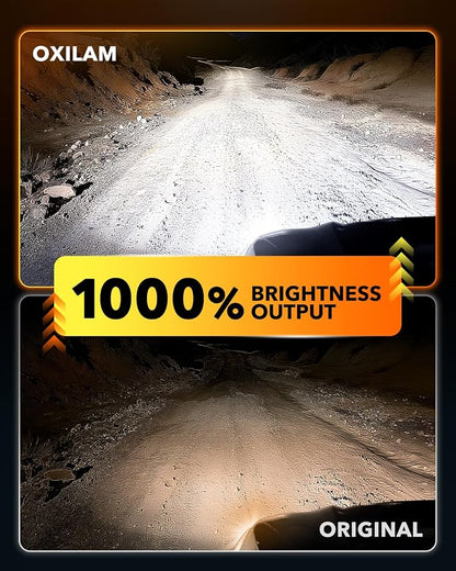 OXILAM 9012 LED Bulbs, 10X Brighter 6500K Cool White, Anti-Flicker, 60,000Hrs Lifespan, HIR2 LED Light Compatible with Cars Trucks SUVs, Pack of 2