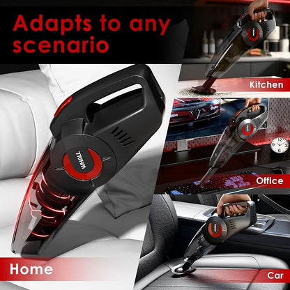 Whall Handheld Cordless Car Vacuums, Wet and Dry Use 9000Pa Strong Suction Vacuums, Rechargeable Portable Vacuum Cleaner with LED, Charging Dock, Lightweight Mini Vacuum for Car, Home and Office,Red