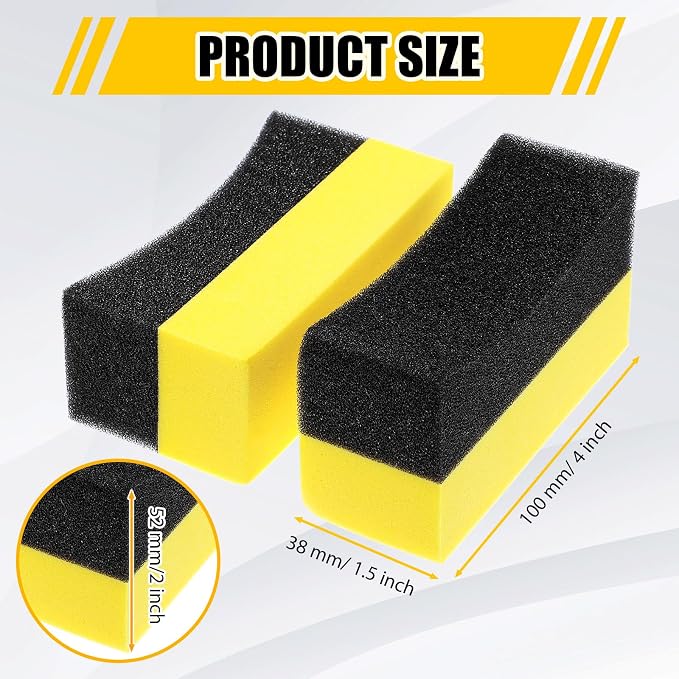 Frienda 12 Pcs Even Tire Applicator Dressing Shine Sponge, Reusable Tire Dressing Applicator Pad, Soft Color Polishing Sponge for Car Glass, Painted Steel, Porcelain and More(Yellow)