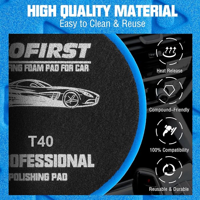 Buffing Pads Esponja para Pulir Carros, 3Pcs Polishing Pad 5.5 Inch Face for 125mm Backing Plate Compound Buffing Sponge for Car Buffer Polisher Compounding, Polishing and Waxing