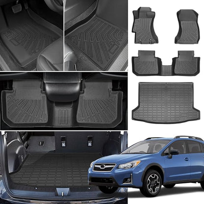 Floor Mats for Subaru Crosstrek 2013-2016-2017, for Subaru Impreza 2012-2016, Front Rear Mats & Cargo Mat, TPE Anti-Slip Waterproof Summer Winter Floor Liners Crosstrek Floor Mats Accessories