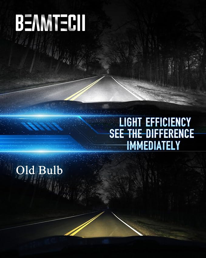BEAMTECH H4/9003 Light Bulbs, G-XPower Chips 6500K Xenon White Plug and Play, Pack of 2