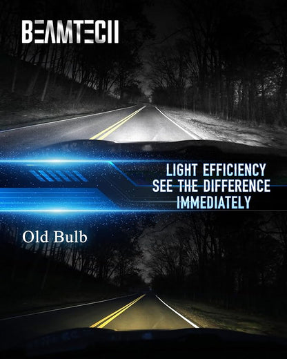 BEAMTECH H4/9003 Light Bulbs, G-XPower Chips 6500K Xenon White Plug and Play, Pack of 2
