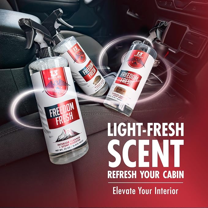 Premium Car Interior Cleaner Spray – Auto Cleaner for Headliner, Mats, Interior Vehicle Cleaning, Car Dashboard Cleaner Stain Remover, Restores Shine, Great Gift for Guys - Freedom Fresh Black Frost