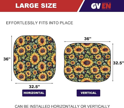 GVEN Windshield Sun Shade Car Sunshade Truck Accessories Large-Size Front Window Shades Windshield Cover Visor for Full-Size MPVs, Vans, Trucks, SUVs, Tesla (Sunflower, L)