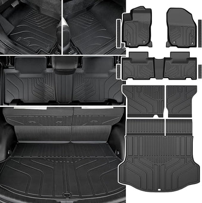 Floor Mats Set for 2013-2018 Toyota RAV4 Gas, All Weather TPE Floor Liners Trunk Mat Cargo Liner with Backrest Mat Door Sill Guards Accessories