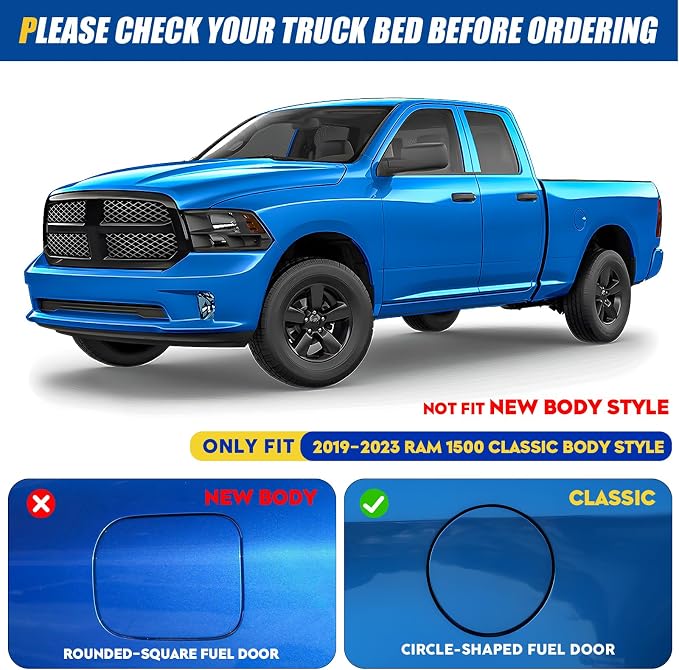 Soft Roll-up Truck Bed Tonneau Cover for Dodge Ram 1500 2009-2018, Ram 1500 Classic 2019-2023, Not for new Body, Fleetside 5.7 ft 67.4 in Bed, Without Rambox