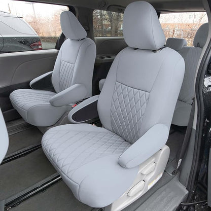 FH Group Custom Fit Car Seat Covers Specifically Made for 2011-2020 Toyota Sienna 7 Seater with Ultraflex Neoprene Water Resistant Automotive Seat Covers - 2nd Row Solid Gray