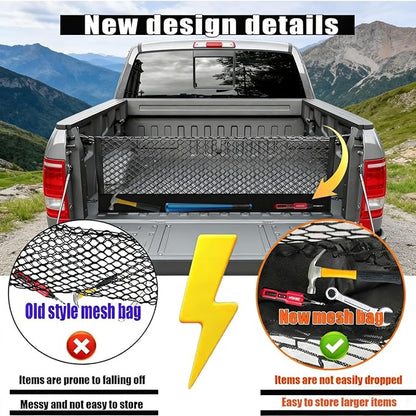 Envelope Style Truck Bed Cargo Net Compatible with Dodge Ram 1500 2019-2024 2025 2026,Highly Elastic Truck Cargo Net for Ram 1500 Accessories, Upgraded Storage Bag & Heavy Duty Carabiners