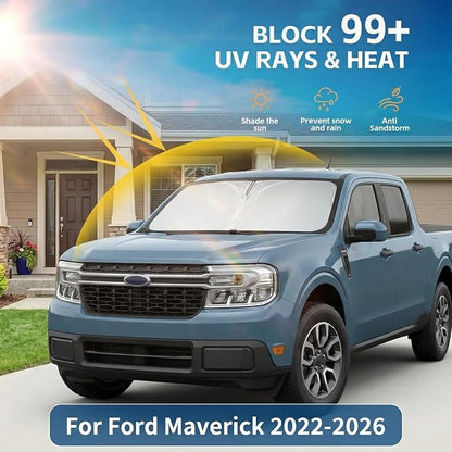for Ford Maverick 2022-2025 Windshield Sun Shade, Double Layer 280T Front Window Shade, Custom Fit Foldable Sun Visor, UV Ray Blocker, Summer Car Accessory