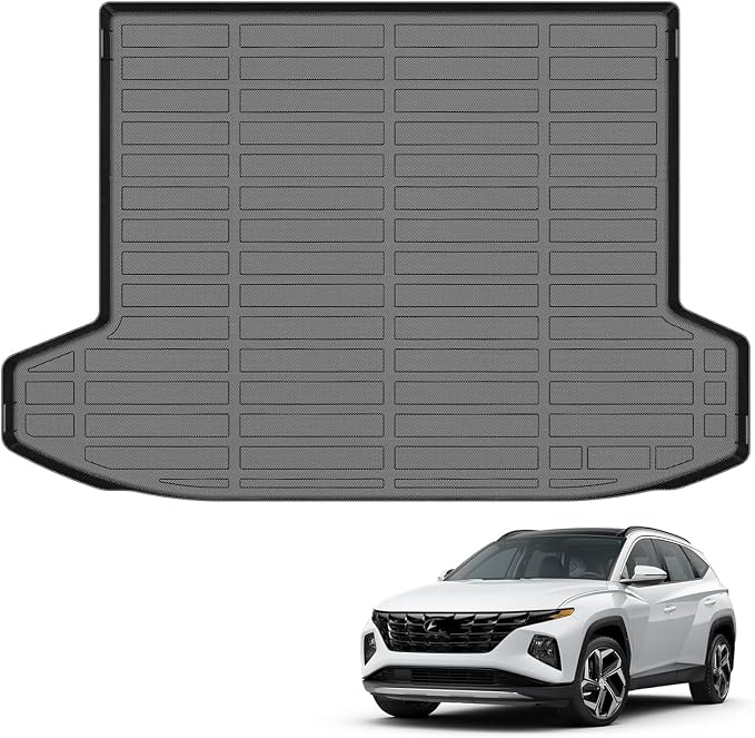 Auxko All Weather Cargo Liner Mat Fit for 2026 2025 2024-2022 Hyundai Tucson Hybrid TPE Trunk Mat Tucson Accessory All Season Odorless Anti-Slip Black