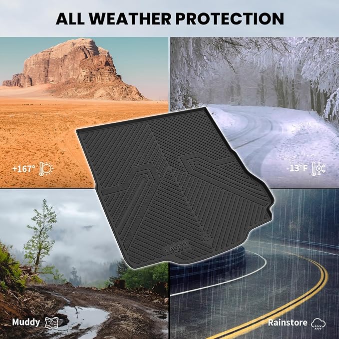 LASFIT Cargo Mat for Dodge Charger Daytona 2024 2025 2026 Scat Pack & R/T (Fit 2-Door, Not for 4-Door), All Weather TPE Custom Fit Trunk Mats Cargo Liners, Black