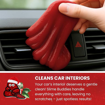 Slime Buddies Car Cleaning Gel Putty - Christmas Spice Scented Interior Detailing Tool for Cup Holders, Air Vents & Keyboard - Reusable Auto Detailing Accessories - Dust Remover Goop