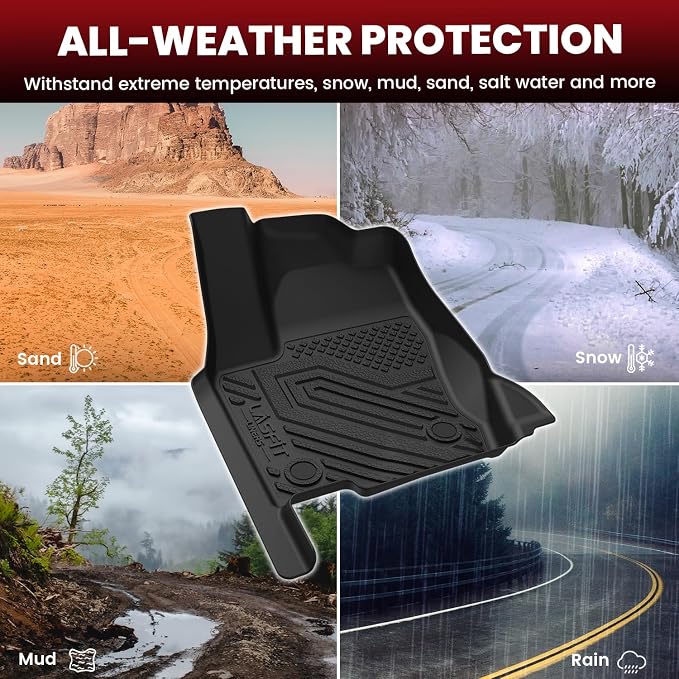 LASFIT Floor Mats for Toyota Land Cruiser 2024-2026 2027/ for Lexus GX550 5-Seat with Cool Box 2024-2026, All-Weather Protection TPE 1st & 2nd Row Car Liners for Toyota Accsessories, Black