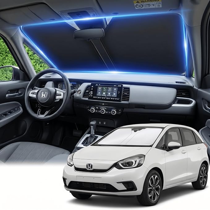 Windshield Sun Shade for Honda Fit 2007-2024 Sunshade Front Window Shade Custom for Fit Accessories Sun Visor Foldable Shade Blocks UV Rays Accessories
