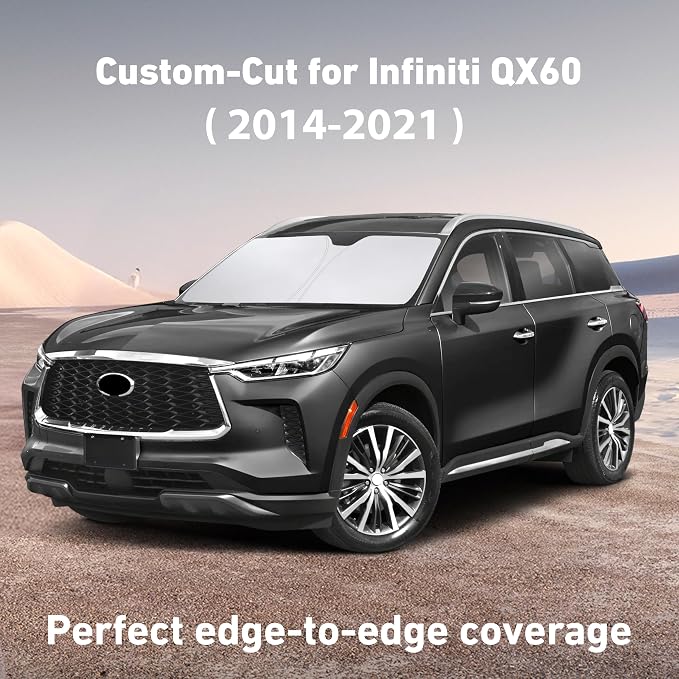 EcoNour Windshield Sunshade Compatible for Infiniti QX60 2014-2019 2020 2021, Sun Visor for Front Windshield & Window Sun Shade Cover, UV Heat Blocker & Protector, Car Accessories
