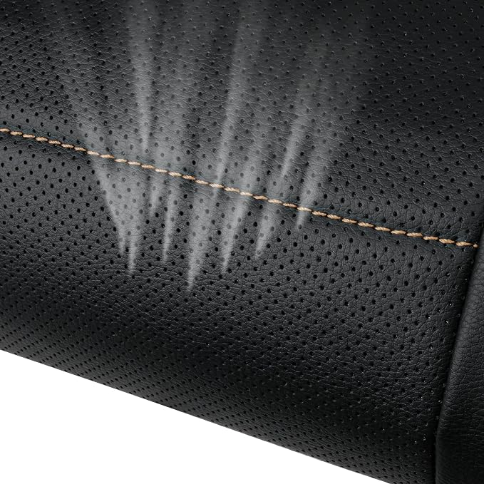 CAR PASS Universal FIT Piping Leather Car Seat Cover, for suvs,Van,Trucks,Airbag Compatible,Inside Zipper Design and Reserved Opening Holes (Full Set, Black and Beige)