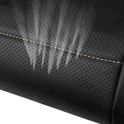 CAR PASS Universal FIT Piping Leather Car Seat Cover, for suvs,Van,Trucks,Airbag Compatible,Inside Zipper Design and Reserved Opening Holes (Full Set, Black and Beige)