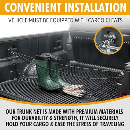 Truck Bed Envelope Style Mesh Cargo Net for Ford F 150 2015-2025 - Car Accessories - Premium Organizer and Storage - Cargo Net for Pickup - Vehicle Carrier Organizer for Ford F-150 Lightning