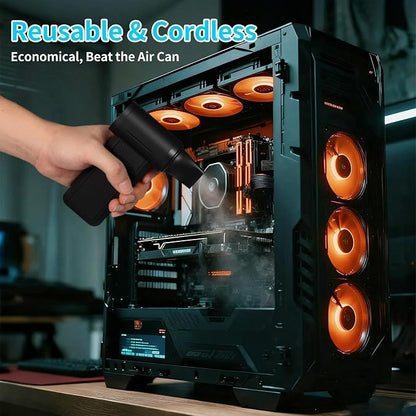 Cordless Air Duster Blower,150000 RPM Brushless Motor, 2-in-1 Vacuum & Blower, 5 Speeds With Power Display, Portable Electric Duster for PC,Car,Keyboard,Sofa,Workshop,Inflatable (29.6, Watt Hours)