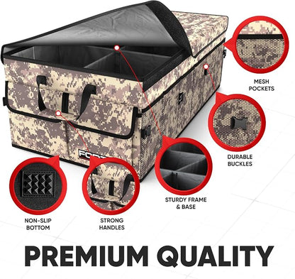 FORTEM Trunk Organizer For SUV Car Trunk Organizer, Foldable Storage, Car Accessories for Women Men, Collapsible Bag, 600D Oxford, Non Slip Bottom, Straps, Soft Cover (85L)