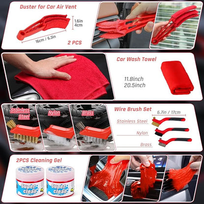 34PCS Car Detailing Brush Set, Car Detailing Kit, Car Detailing Brushes, Car Cleaning Kit, Car Windshield Cleaning Tool, Professional Car Care kit - Car Wash Brush kit for Interior Exterior Wheels