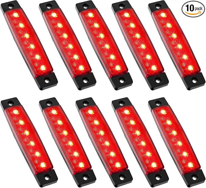 PSEQT 10 Pcs LED Rock Strip Lights Car Underglow Wheel Fender Well Lighting Kits Waterproof for Golf Cart Wrangler Offroad Truck RV UTV ATV Snowmobile (Red)