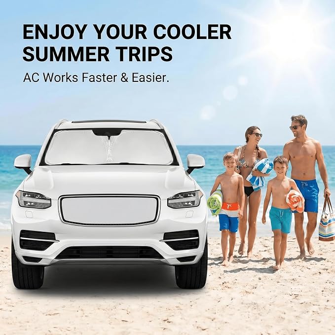 Windshield Sun Shade for Volvo XC90 2016-2024 2025 2026 Sunshade Front Window Shade Custom Fit XC90 Accessories Sun Visor Foldable Shade Blocks UV Rays Accessories