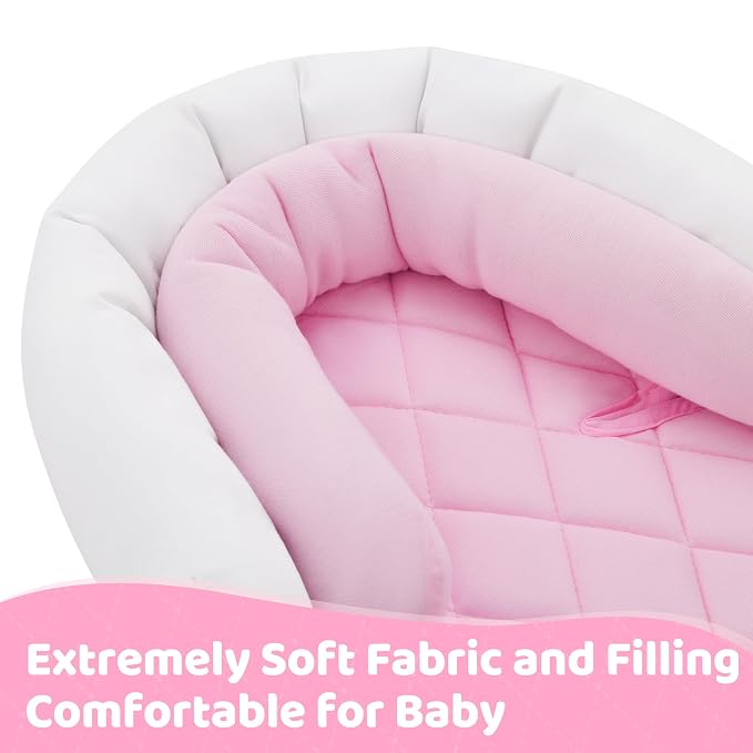 Pro Goleem Infant Car Seat Insert, Babybody Support for Toddler, Soft Minky Preemie Car Seat Insert, 2-in-1 Reversible, Perfect for Carseats, Strollers, Swings, Pink and White