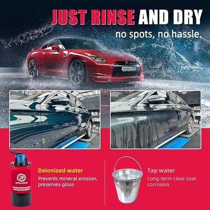 Spotless Car Wash System with Bypass,Pre-Filled with DI Resin, Deionized Water System, Garden Hose Quick Connector, Di Water System for RV, Vehicles, Motorcycles, Bikes, Boats, No Spots