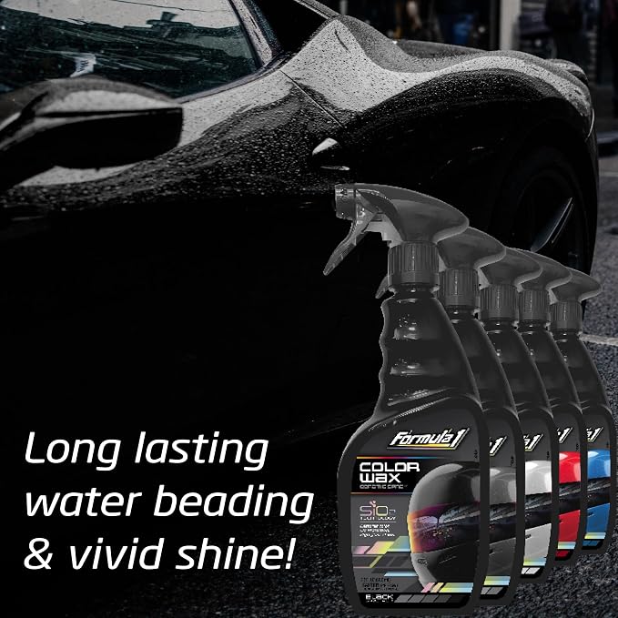 Formula 1 Color Wax Spray for Black Cars, Gives Ceramic Water Beading Protection and Ultimate Shiny Finish, Fills Minor Scratches with Color-Match Pigment, 23 oz