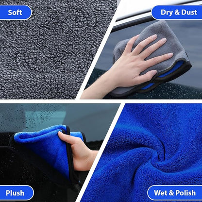 3PCS Professional Microfiber Towels for Car, 16"x16", 500GSM Thick Car Drying and Polishing Towels, Ultra Absorbent, Lint-Free, Scratch-Free Detailing Cloths for Auto Cleaning