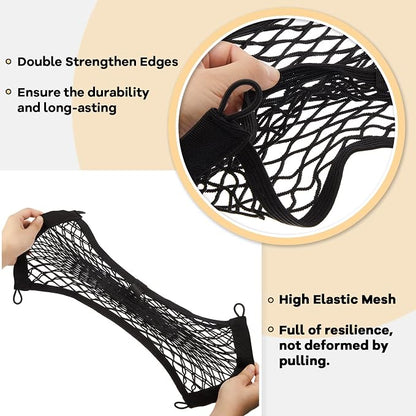 Frienda 2 Pcs Stretchable Small Cargo Net Pocket Boat Storage Mesh Net Elastic Automotive Storage Pouch with Mounting Screws and Hooks for Truck Car SUV Boats (21 x 9.8 Inches)