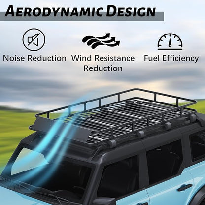 85" x 45" x 6" Universal Roof Rack, Extra Wide Rust-Proof Roof Cargo Basket for SUV, Heavy Duty Steel Rooftop Cargo Carrier, Car Top Luggage Holder 150LBS Capasity, Easy Assembly, Black