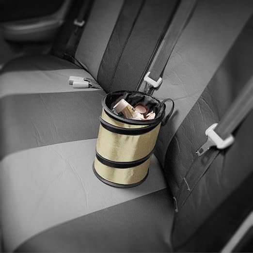 FH Group FH1120 Collapsible Trash Can (Beige) Small with Gift - Universal Fit for Cars Trucks and SUVs
