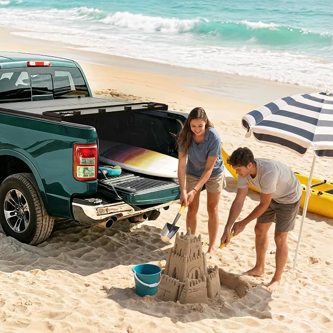 Hard Quad-Fold Truck Bed Tonneau Cover Fit for Dodge Ram 1500 2002-2023 (Classic Only), Fit for Dodge Ram 2500 3500 2003-2026, with 8 ft Bed Without Rambox