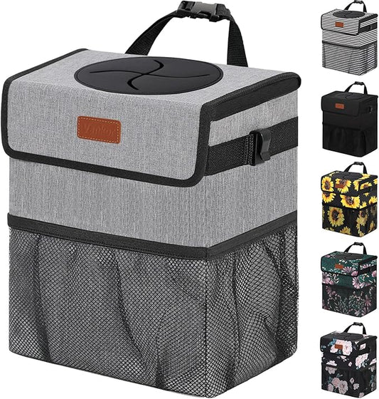 Vankor Car Trash Can Trash Bag Bin Hanging Waterproof Automotive Car Garbage Cans Leak Proof Vehicle Trash Can Grey