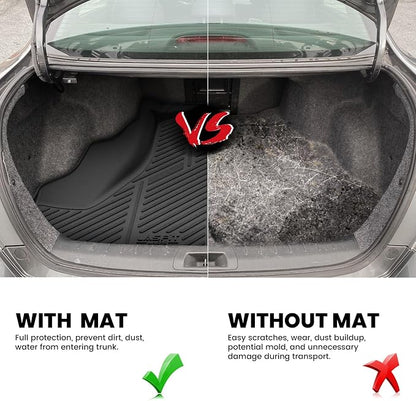 LASFIT Trunk Mat for Honda Accord 2012 2011 2010 2009 2008, All Weather TPE Custom Fit Pet Friendly Easy Clean Trunk Liner Cargo Mat Cargo Liner Accessories, Black
