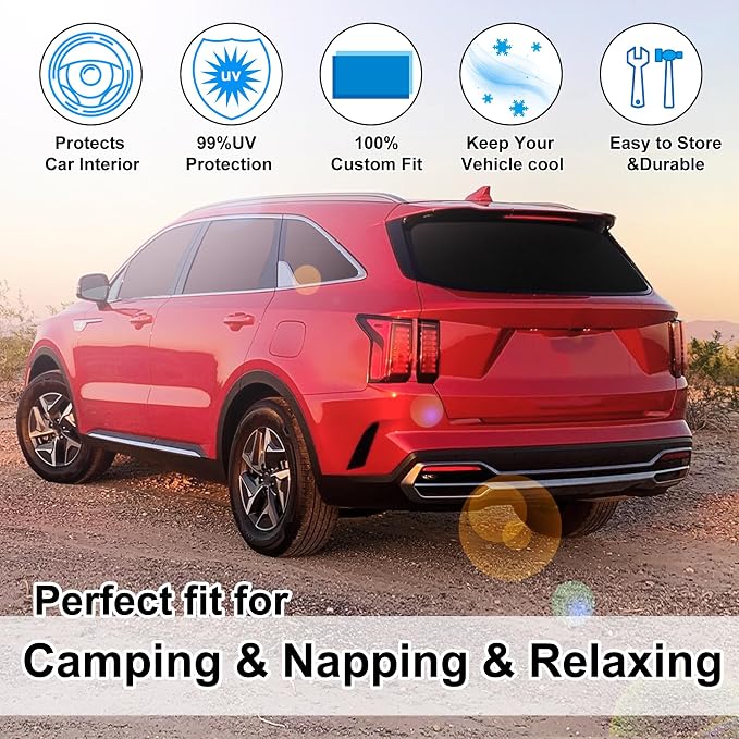TINGLU Window Shades for Kia Sorento SUV 2021-2025 2026 Accessories Side Full Windows Rear Triangular Windshield Sun Shade Sun UV Rays & Privacy Protection for Camping,Napping,and Relaxing 8PCS