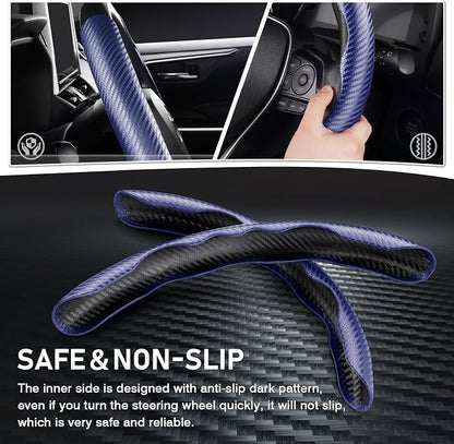 Cartist Steering Wheel Cover, Carbon Fiber Steering Wheel Cover for Men/Women, Anti-Slip, Comfortable Grip, Durable, Universal for 99% Car Interior Accessories (Dark Blue)