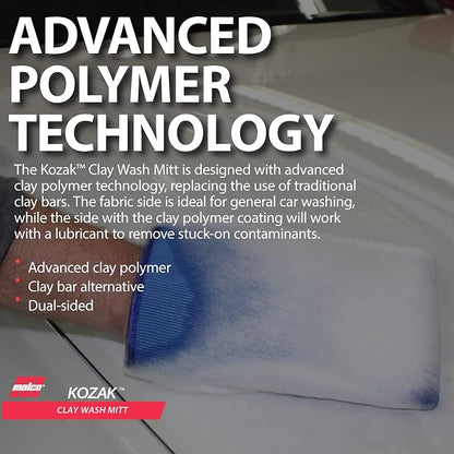 Malco Kozak Clay Wash Mitt – Advanced Polymer Technology/Removes Tree Sap, Paint Overspray, Water Spots and Rail Dust/for Use on Automotive Paint, Glass and Trim (8130724)